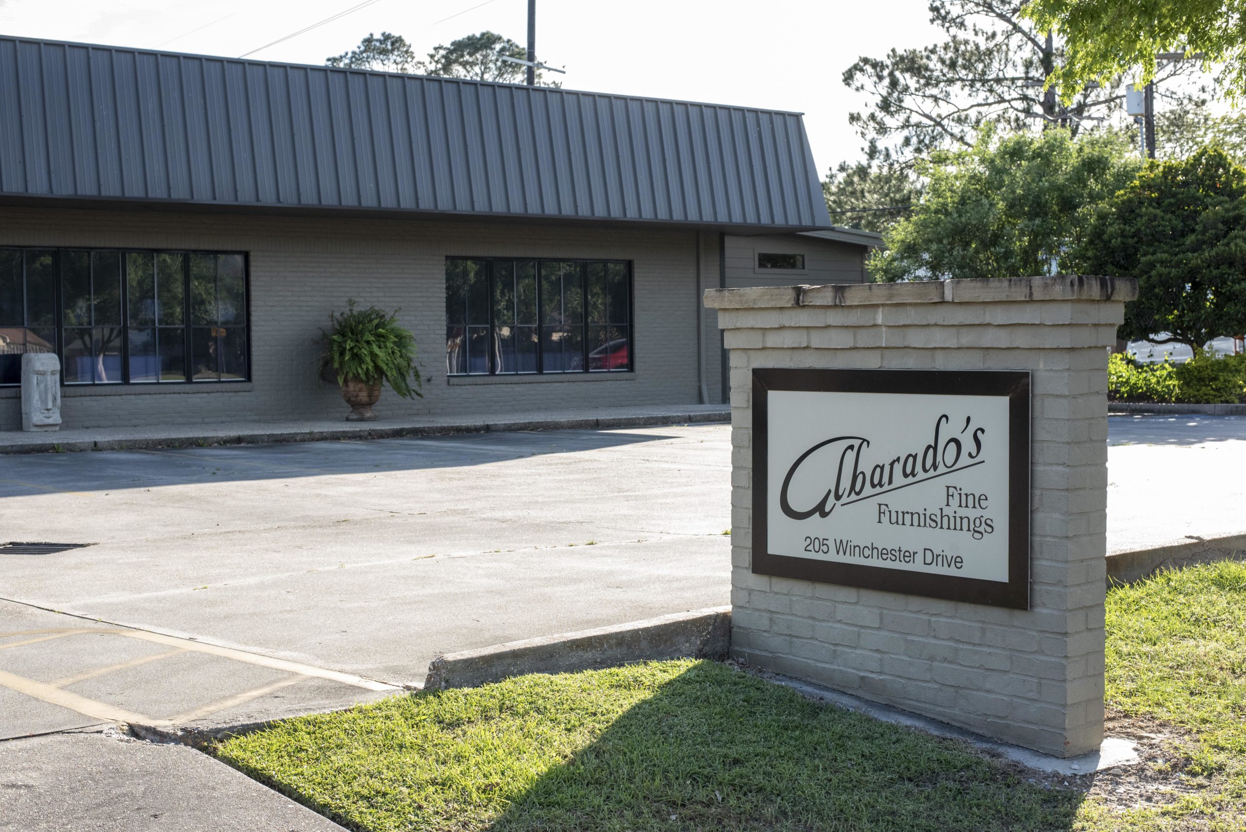 exterior signage of Albarado's Fine Furnishings